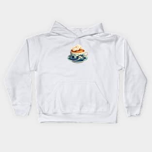 Coffee cup with ocean waves Kids Hoodie